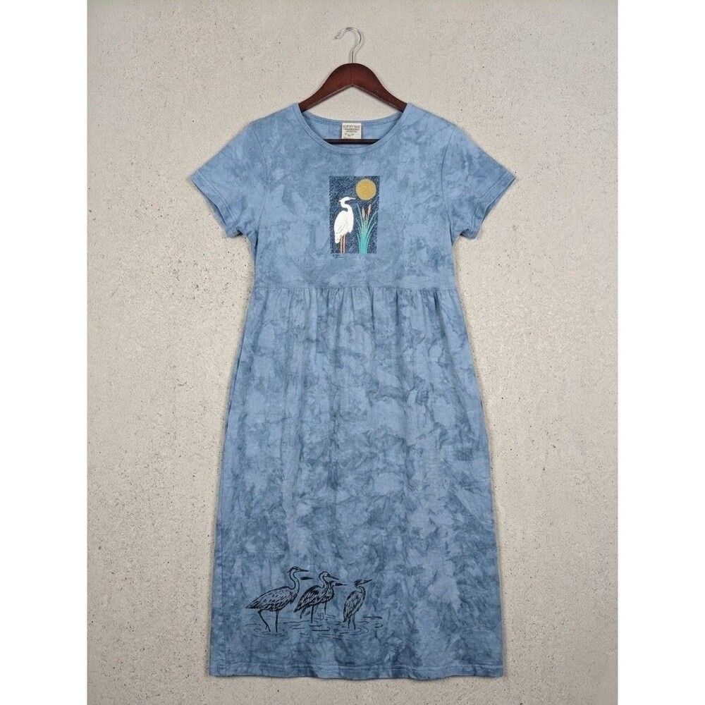 Vintage Cactus Bay Tie Dye Bird Print Maxi Dress Size M